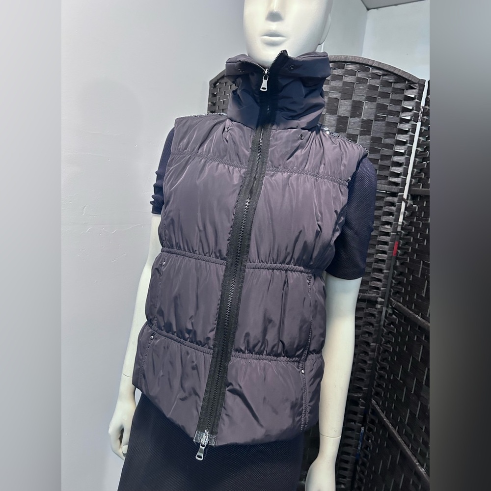 kosmika made in italy, embellished shoulder, full zip, puffer vest size medium